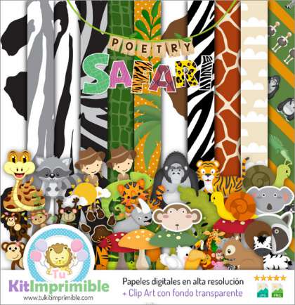 Papel Digital Animal Print Safari M1 - Patrones, Personajes y Accesorios