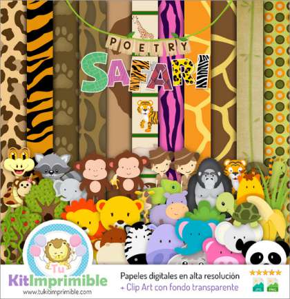 Papel Digital Animal Print Safari M2 - Patrones, Personajes y Accesorios