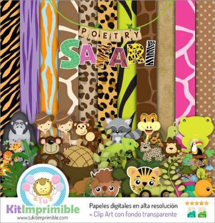 Papel Digital Animal Print Safari M5 - Patrones, Personajes y Accesorios