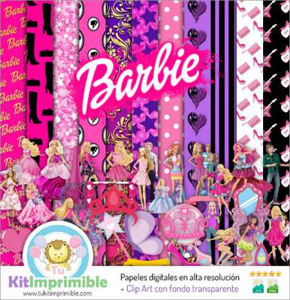 Papel Digital Barbie M2 - Patrones, Personajes y Accesorios
