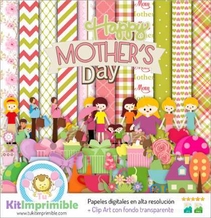 Papel Digital Dia de la Madre M2 - Patrones, Personajes y Accesorios