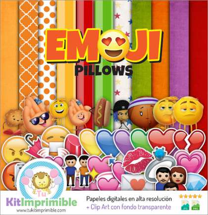 Papel Digital Emojis Emoticones M4 - Patrones, Personajes y Accesorios