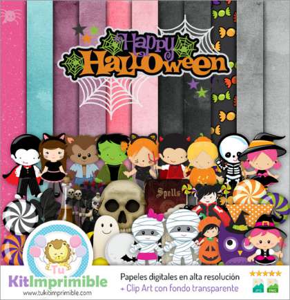 Papel Digital Halloween M6 - Patrones, Personajes y Accesorios