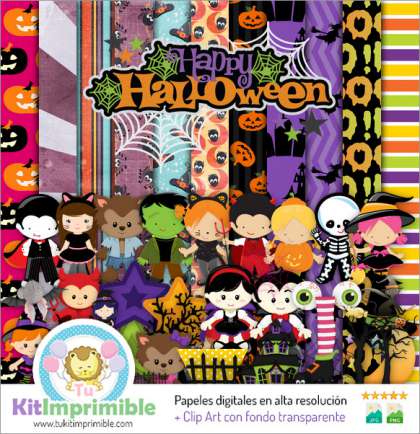 Papel Digital Halloween M8 - Patrones, Personajes y Accesorios