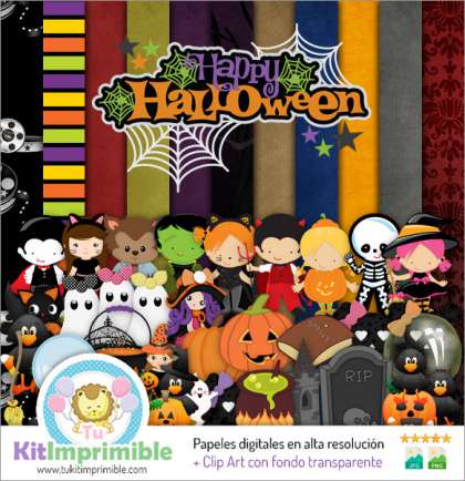 Papel Digital Halloween M10 - Patrones, Personajes y Accesorios