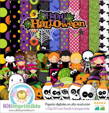 Papel Digital Halloween M14 - Patrones, Personajes y Accesorios
