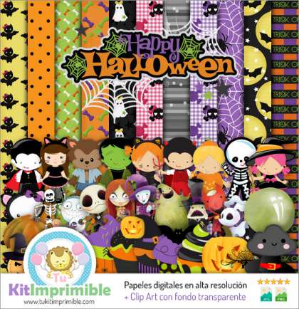 Papel Digital Halloween M15 - Patrones, Personajes y Accesorios