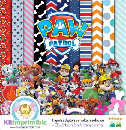 Papel Digital Paw Patrol M5 - Patrones, Personajes y Accesorios