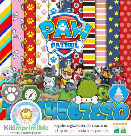 Papel Digital Paw Patrol M7 - Patrones, Personajes y Accesorios
