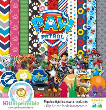 Papel Digital Paw Patrol M8 - Patrones, Personajes y Accesorios