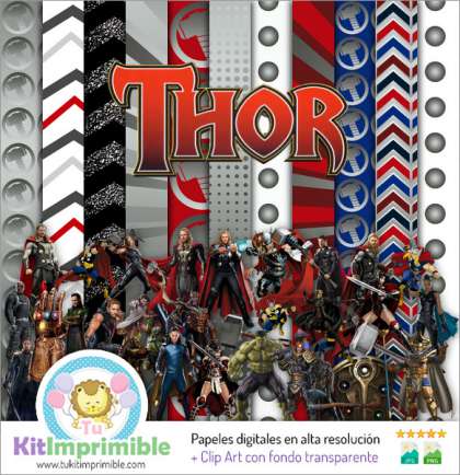 Papel Digital Thor Superheroe M2 - Patrones, Personajes y Accesorios