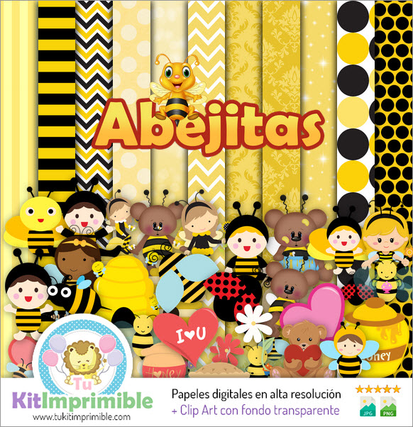 Digital Paper Bees M2 - Patterns, Characters and Accessories