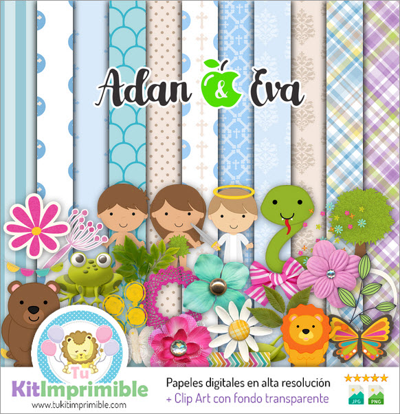 Digital Paper Adam and Eve M1 - Patterns, Characters and Accessories