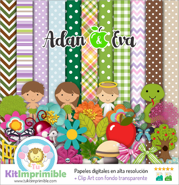 Digital Paper Adam and Eve M2 - Patterns, Characters and Accessories