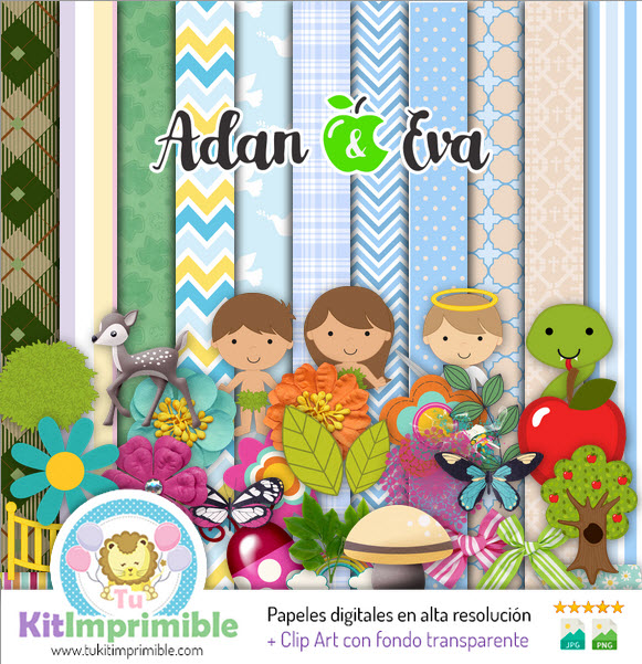 Adam and Eve M4 Digital Paper - Patterns, Characters and Accessories