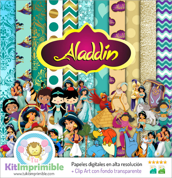 Papel digital Aladdin Jasmine M1 - padrões, personagens e acessórios