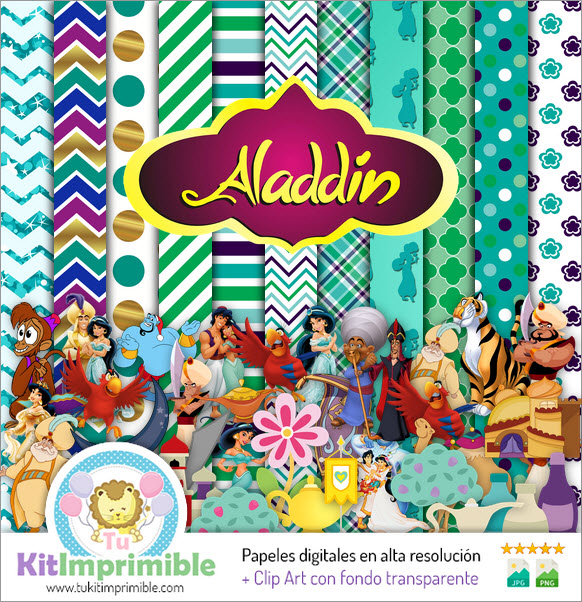 Papel Digital Aladdin Jasmine M3 - Patrones, Personajes y Accesorios