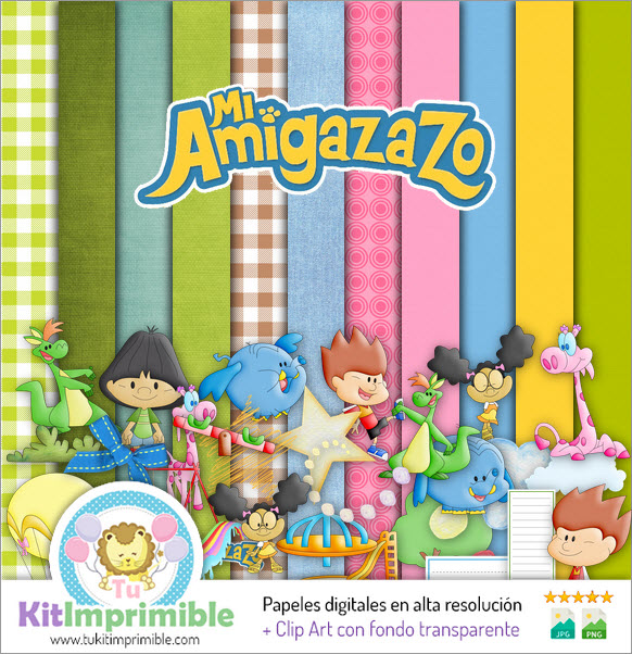Цифровая бумага Amigazazo M2 - выкройки, персонажи и аксессуары