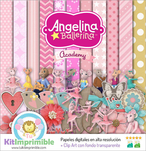Angelina Ballerina M1 Digital Paper - Patterns, Characters and Accessories