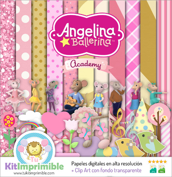Papel Digital Angellina Ballerina M2 - Patrones, Personajes y Accesorios