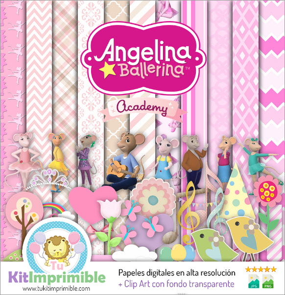 Angelina Ballerina M4 Digital Paper - Patterns, Characters and Accessories