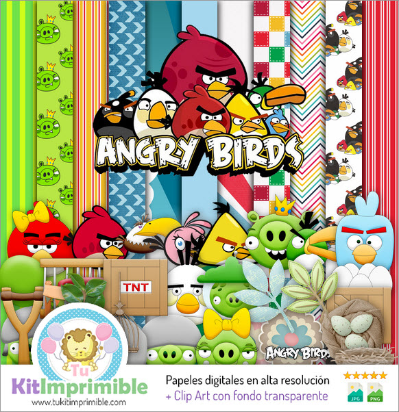 Papel digital Angry Birds M1 - padrões, personagens e acessórios