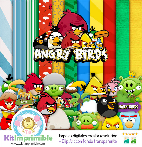 Papel digital Angry Birds M3 - padrões, personagens e acessórios