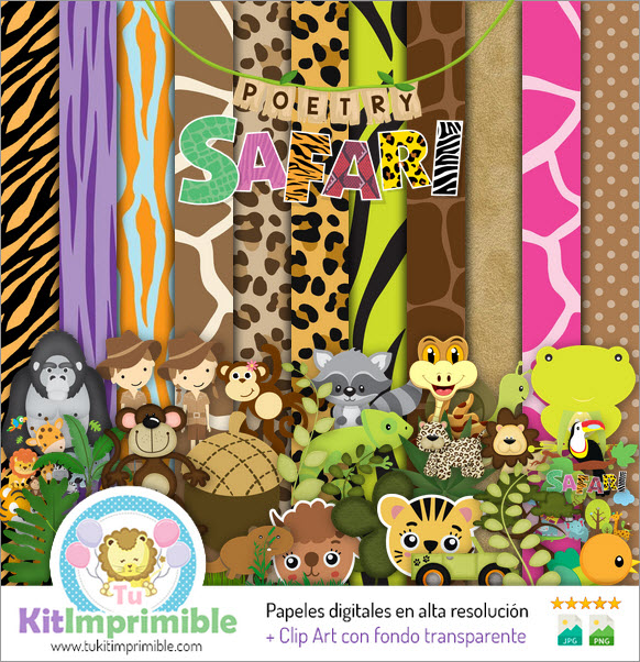 Papier numérique Safari M5 à imprimé animal - Motifs, personnages et accessoires
