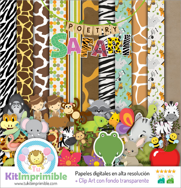 Papel digital Animal Print Safari M6 - padrões, personagens e acessórios