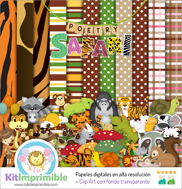 Carta digitale Safari con stampa animalier M9 - Motivi, personaggi e accessori