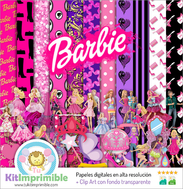 Papier numérique Barbie M2 - Motifs, personnages et accessoires