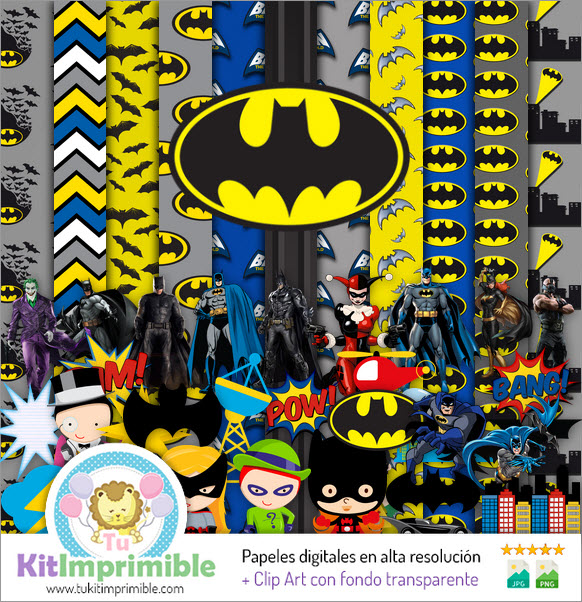 Цифровая бумага Batman M2 - выкройки, персонажи и аксессуары