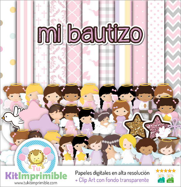 Baptism Girl Digital Paper M1 - Muster, Charaktere und Zubehör