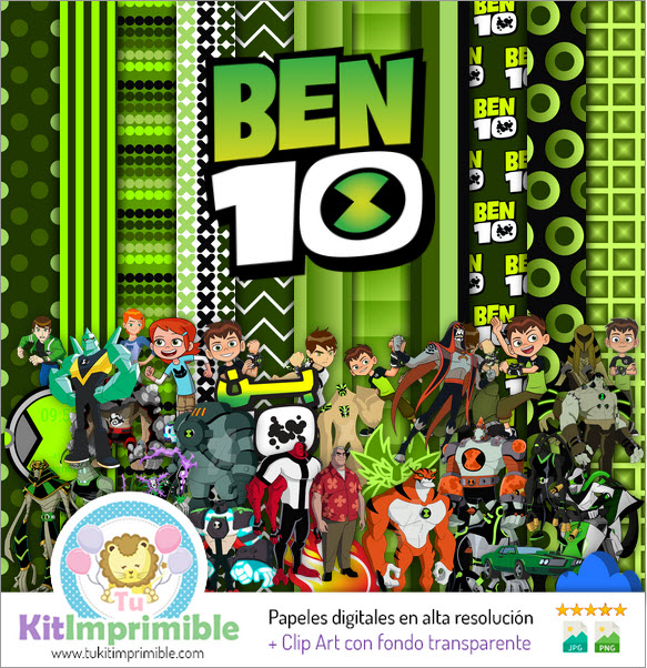 Papier numérique Ben 10 M1 - Motifs, personnages et accessoires