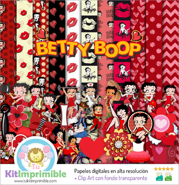 Цифровая бумага Betty Boop M1 - выкройки, персонажи и аксессуары