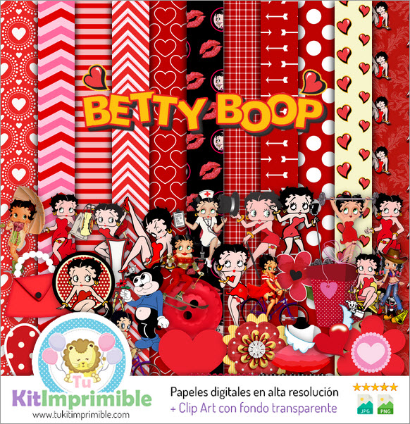 Цифровая бумага Betty Boop M2 - выкройки, персонажи и аксессуары