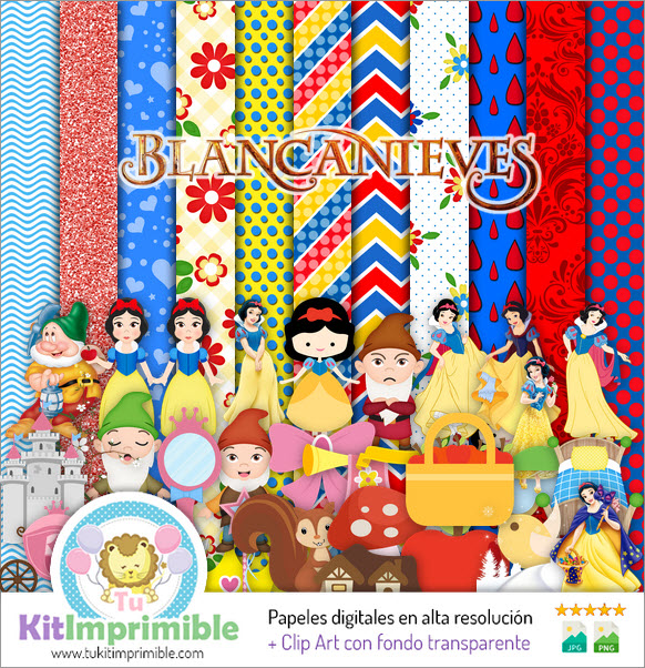 Snow White Digital Paper M1 - Patterns, Characters and Accessories