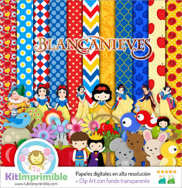 Snow White Digital Paper M2 - Patterns, Characters and Accessories