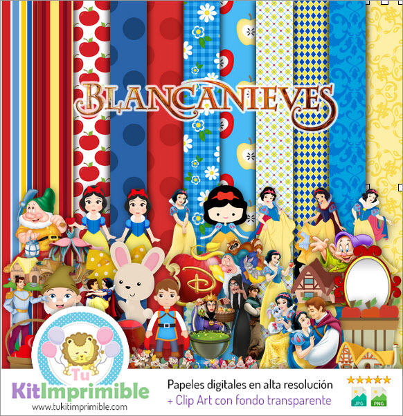 Snow White Digital Paper M3 - Patterns, Characters and Accessories