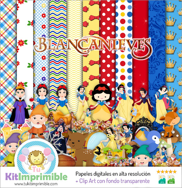 Snow White Digital Paper M4 - Patterns, Characters and Accessories