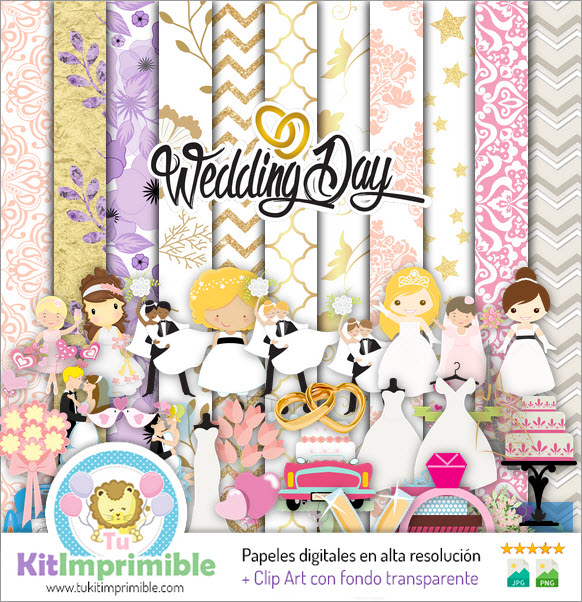 Wedding Digital Paper M1 - Patterns, Characters and Accessories