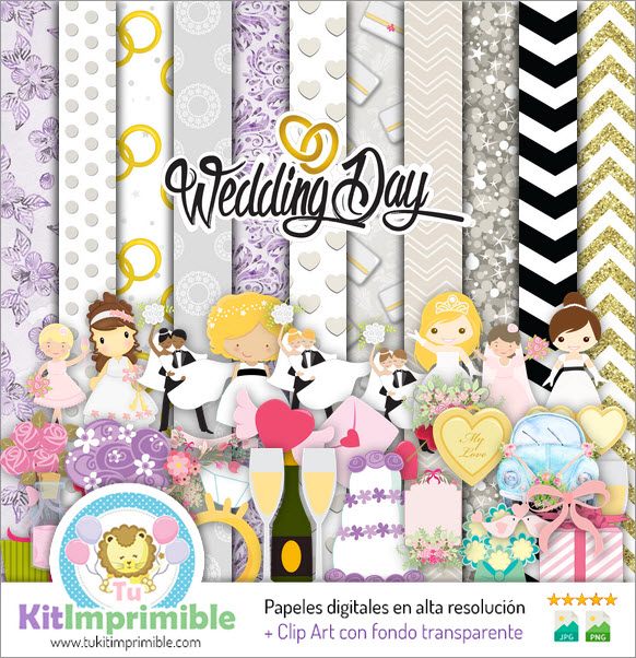 Wedding Digital Paper M2 - Patterns, Characters and Accessories