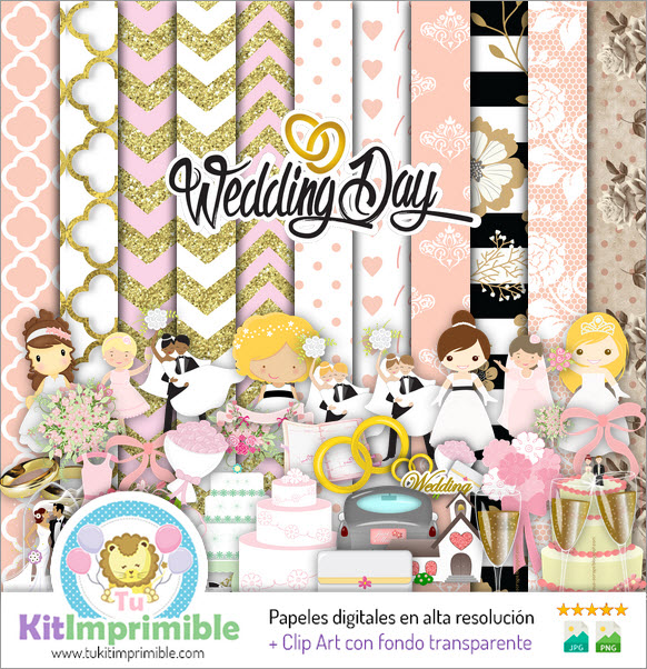 Wedding Digital Paper M3 - Patterns, Characters and Accessories