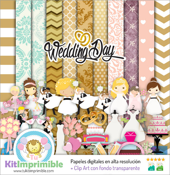 Wedding Digital Paper M5 - Patterns, Characters and Accessories