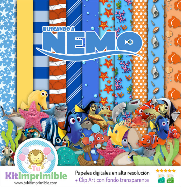Papel Digital Buscando a Nemo M1 - Patrones, Personajes y Accesorios