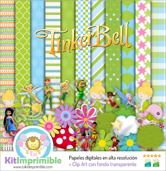 Tinker Bell M1 Digital Paper - Patterns, Characters and Accessories