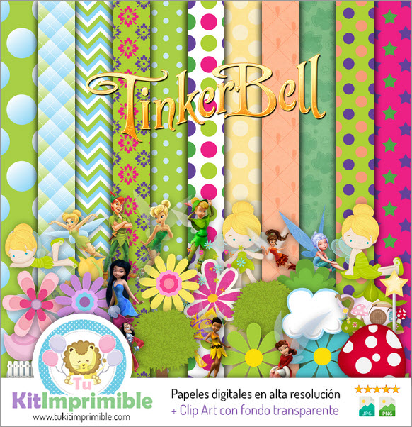 Papel Digital Campanita Tinker Bell M2 - Patrones, Personajes y Accesorios
