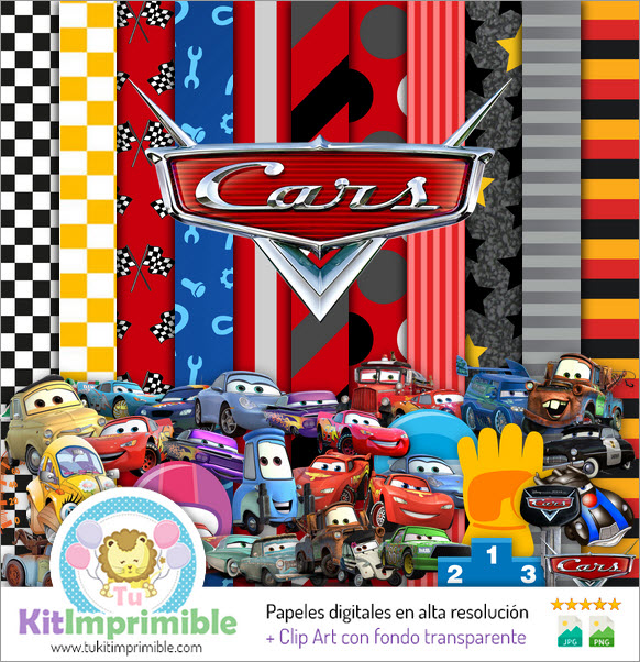 Cars Mcqueen M1 Digital Paper - Patterns, Characters and Accessories