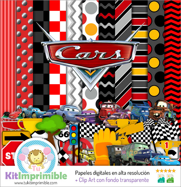 Cars Mcqueen M2 Digital Paper - Patterns, Characters and Accessories