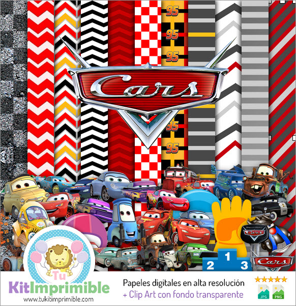Cars Mcqueen M3 Digital Paper - Patterns, Characters and Accessories